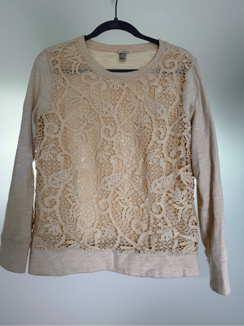 J. Crew Cream Lace Front Sweatshirt - M